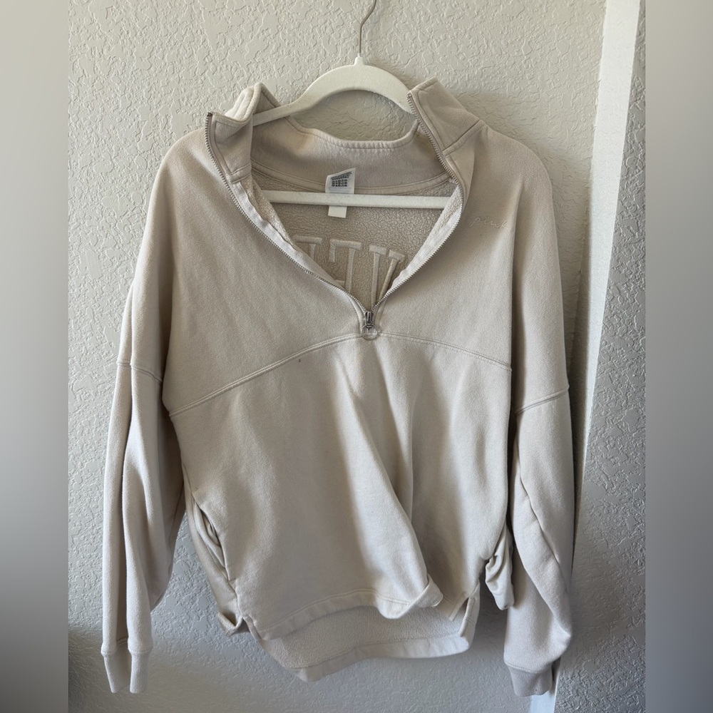PINK Victoria's Secret Beige Fleece Pullover